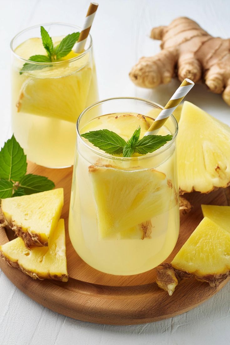 Ananas et gingembre avant transformation
